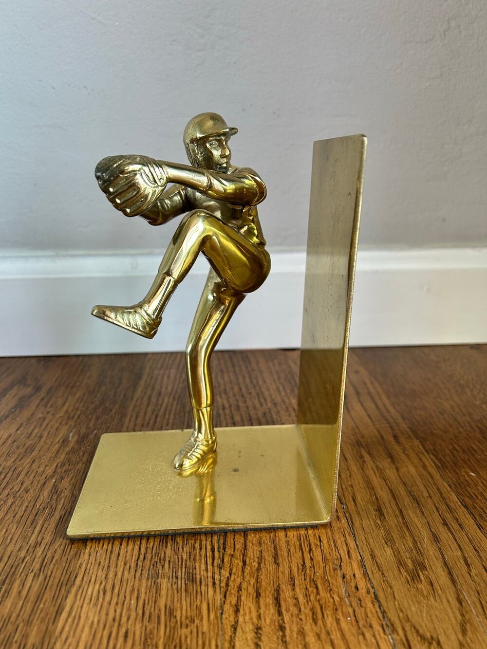 Vintage GATCO Solid Brass Baseball Player Bookend Pitcher Figurine Sports Decor